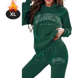 Nivard Joggingpak - Huispak - Volwassenen - Trainingspak - Comfortabel - Joggingsbroek - Tracksuit - Dames - Winter - Donkergroen - XL