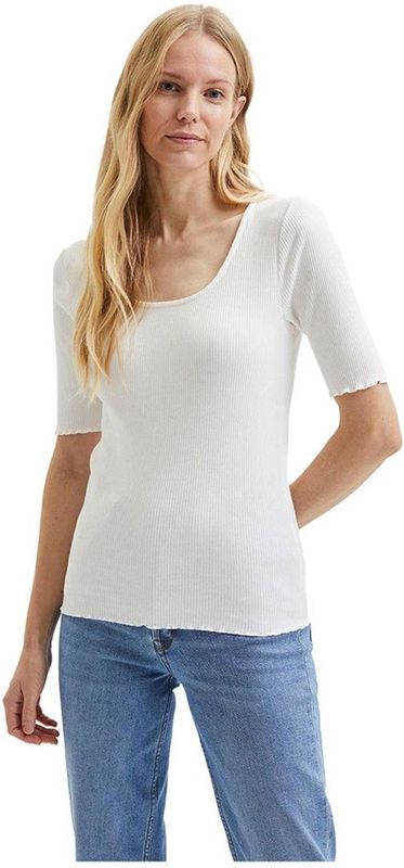 Selected Anna T-shirt Met Korte Mouwen Wit 2XL Vrouw