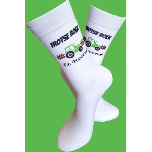 Trotse Boer - Boerderij – Boeren - Tractor - Gefeliciteerd – BBB - Grappig - Cadeau voor vrouw man – Goedkope Kado – Kadootje - Sokken - Verjaardags cadeau – Jarig –LuckyDay Socks - Maat 37-44