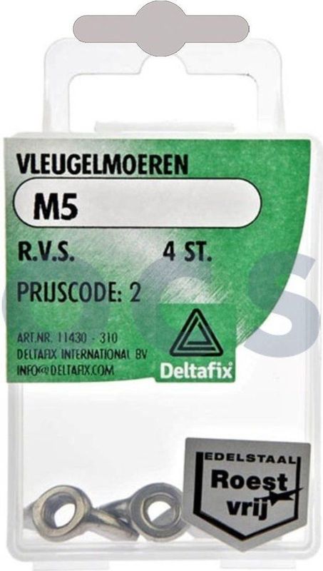 Deltafix - Vleugelmoer M5X - 4 Stuks - RVS