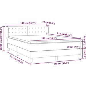 vidaXL - Boxspring - met - matras - fluweel - donkergroen - 140x210 - cm