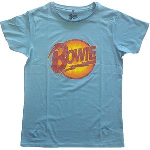 David Bowie Heren Tshirt -M- Vintage Diamond Dogs Blauw
