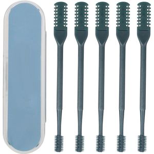 Neushaartrimmer, set van 5 stuks, neushaartrimmer met twee koppen en reiniger, roterende neushaarreinigingsborstel, niet-elektrisch, unisex voor volwassenen, alle leeftijden, volwassenen