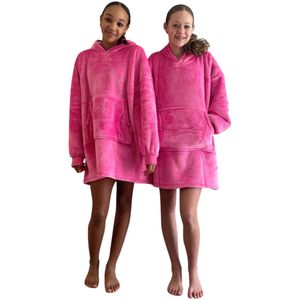 Badrock Kids - Hoodie Deken Kind - Fleece Deken met Mouwen - Roze