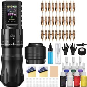 DailySupplies® Tattoo Machine met Accessoires - Tattoo kit Draadloos - Complete Set - Zwart