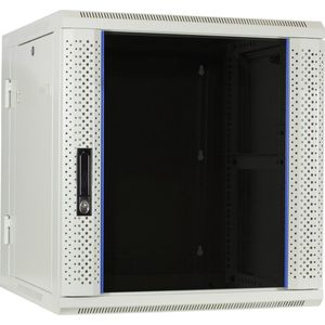 DSIT 12U witte wandkast / serverbehuizing (kantelbaar) met glazen deur 600x600x635mm (BxDxH) - 19 inch