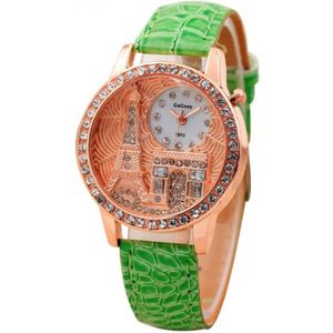 Hidzo Horloge Parijs - Ø 38 mm - Groen - Kunstleer