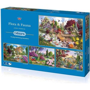 Flora & Fauna Puzzel (4 x 500 stukjes) - John Francis - Gibsons