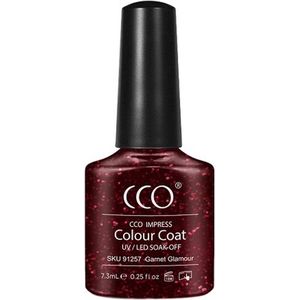 CCO Shellac - Gel Nagellak - kleur Garnet Glamour 91257 - GlitterPaarsRood - Dekkende kleur - 7.3ml - Vegan