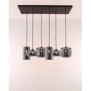 Hanglamp EEF Folded - smoke rookglas glazen - 6xE27 - 100cm