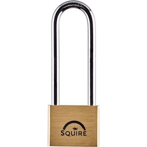 Squire Lion LN4/4 - Hangslot - Slot met sleutel - Extra lange beugel - Gehard Staal - 40 mm - Messing/Zilver