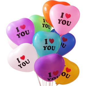 Ainy Hartjes Ballonnen bedrukt met I <3 You 100 stuks 20 cm - ideaal voor feest decoratie zoals valentijn versiering (excl. slinger ), anniversary - party feestartikelen - liefde - jubileum cadeau