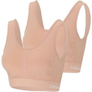 Apollo dames Seamless bra bamboe - voorgevormde cups - 2-pack - maat L - nude
