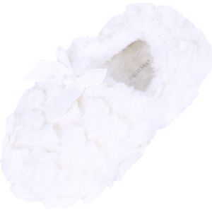 Crème pantoffels met strik