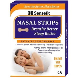 Sensefit - Breathe Right Anti Snurk Neusstrips - Neusspreider - Anti Snurk Neuspleisters - Gevoelige Huid - Small/Medium - Transparant - Goede Nachtrust - Huidvriendelijk - Ideaal bij Verkoudheid en Allergieën