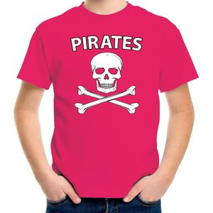Fout piraten shirt / foute party verkleed shirt roze voor jongens en meisjes - Foute party piraten kostuum kinderen - Verkleedkleding 146/152