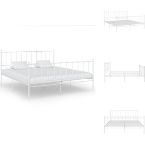 vidaXL Bedframe - Metaal - Tweepersoons - 206x145x99 cm - Wit - Bed