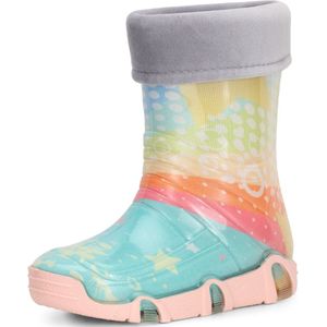 Ladeheid Kinder Regenlaarzen - Rubber - Hoog - PVC – Waterdicht - LA-ZT-Szuwarek2020 - Turquoise patroon-31 - 21/22