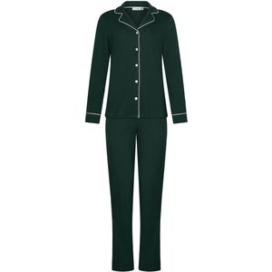 Pastunette Premium - Pyjama - Emerald - Katoen - Interlock - Donkergroen - Doorknoop - Maat 42