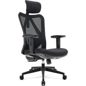 LifeGoods Ergonomische Bureaustoel - Office Chair - Volwassenen - Verstelbaar - Hoofdsteun - Zwart
