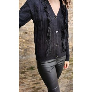 Zwart - Damesvest met Ruffles - Damesmode