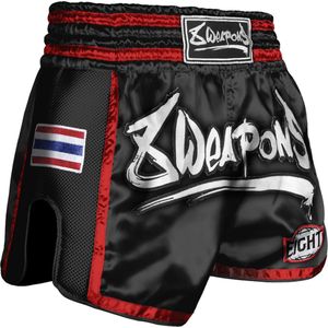 8 Weapons Muay Thai Short Super Mesh Zwart Rood - S