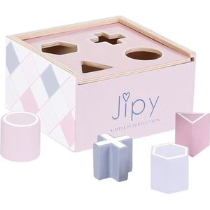 Jipy Houten Vormenstoof + 4 Blokken Roze