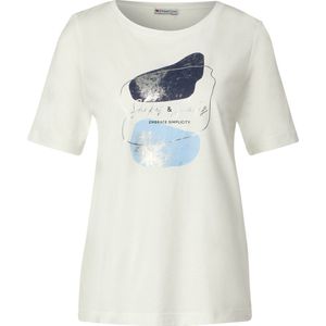 Street One foil part print - Dames T-shirt - off white - Maat 42