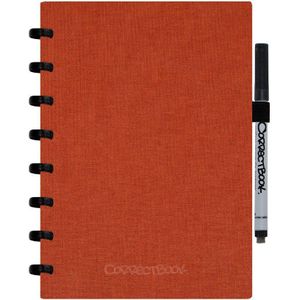 Correctbook Linnen Hardcover A5 Rusty Red-Gelinieerd - Uitwisbaar / Whiteboard Notitieboek
