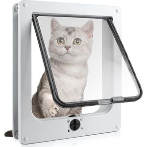 Kattenklep, hondenklep, 4-voudig gemakkelijk schuivend voor katten en kleine honden, te installeren met een telescopisch frame, kattenklep, hondendeur, kattendeur, huisdierklep, 19 x 22 x 5,5 cm