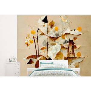 Bloemen - Wit - Planten - Vintage - Behangpapier