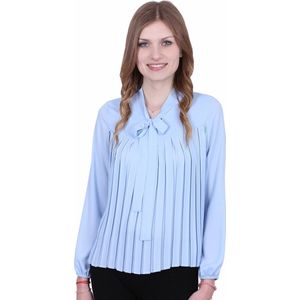 Blauwe geplooide blouse met stropdassen van John Zack