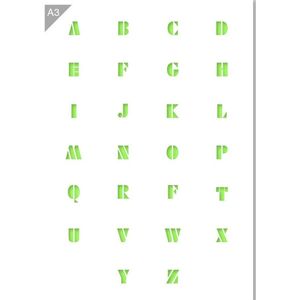 Lettersjabloon - Alfabet hoofdletter stencil font - Kunststof A3 stencil - Kindvriendelijk sjabloon geschikt voor graffiti, airbrush, schilderen, muren, meubilair, taarten en andere doeleinden