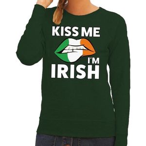 Kiss me I am Irish sweater groen dames - feest trui dames - Ierland kleding XS