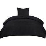 Dekbedovertrek Set - Zachte Microvezel Dekbedovertrek 135x200cm met Kussensloop 80x80cm - Beddengoed Dekbedovertrek Set - Zwart