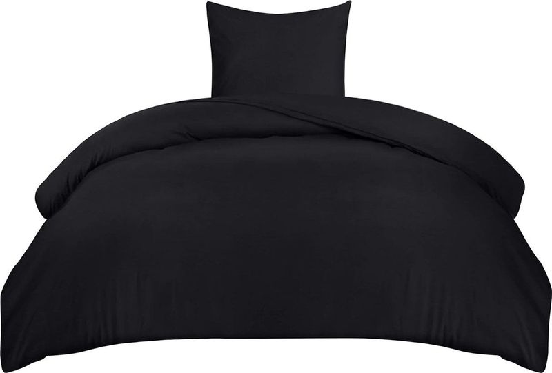Dekbedovertrek Set - Zachte Microvezel Dekbedovertrek 135x200cm met Kussensloop 80x80cm - Beddengoed Dekbedovertrek Set - Zwart