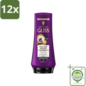 Gliss Conditioner Full Hair Wonder - 200 ml - Voordeelverpakking - 12 stuks - Haarversterking - Volume