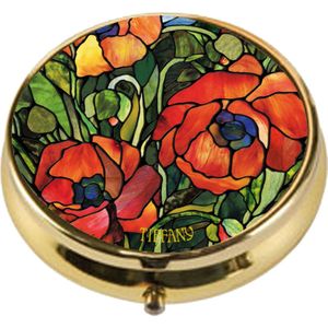 Goebel - Louis Comfort Tiffany | Pillendoosje Oriental Poppy | Metaal - 5cm - 3 vakjes