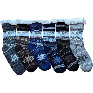 BLACK FRIDAY - Sukats® Huissokken - Homesocks - 6 Paar - Maat 41-46 - Heren Huissokken - Antislip Sokken - Fluffy Sokken - Slofsokken - Variant 7 - Meerdere Maten en Varianten - Verwarmde Sokken