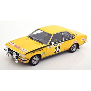 Het 1:18 Diecast model van de Opel Commodore B GS/E #22 van de Montecarlo Rally van 1974. De rijders waren W. Rohrl en J. Berger. De fabrikant van het schaalmodel is Otto Mobile.Dit model is alleen online beschikbaar