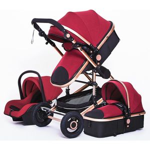 Magic ZC Luxe Multifunctionele 3-in-1 Combi Kinderwagen – Kwalitatieve Buggy – Opklapbare Wandelwagen – Rood – Incl. Autostoel & Ergonomische Baby Draagzak