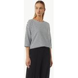 comma - T-Shirt - Gestreept - 3/4 Mouwen - 100% Katoen