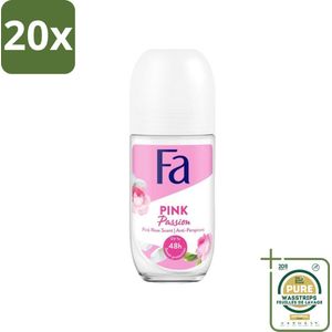 20 x Fa - Pink Passion - Deodorant Roller - Roze Roos - 50 ml - Grootverpakking - Deodorant Roller - Frisheid - Bloemige Geur - Transpiratiegeur - Huidverzorging