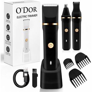 O’dor 3-in-1 Trimmer – Ladyshave, Bikinitrimmer & Neustrimmer – Voor Mannen en Vrouwen – Waterdicht & Oplaadbaar - Zwart