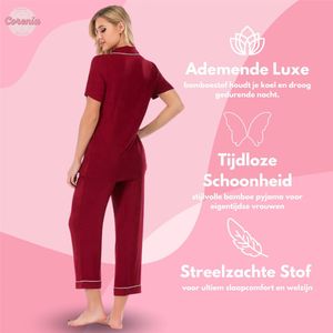 Bamboe Pyjama Set - Huispak - Dames - Ademend - Zacht - Lange Broek - Hypoallergeen - Rood - S