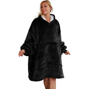 JAXY Hoodie Deken - Snuggie - Snuggle Hoodie - Fleece Deken Met Mouwen - Hoodie Blanket - Zwart