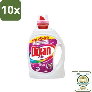 10 x Dixan Color - Vloeibaar Wasmiddel en Vlekverwijderaar - Anti Color Transfer - Gekleurde Was - 36 Wasbeurten - Grootverpakking - Gekleurde Was - Anti Kleurdoorloop - Vlekkenverwijderaar - Vloeibaar Wasmiddel - Gekleurde Stoffen