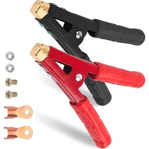 Set van 2 grote krokodillenklemmen 1000 A van koper voor accukabel 16-35 mm²