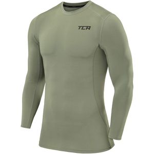 TCA Mannen Pro Performance Lange Mouw Hardloop Compressie Basislaag Top - Lichtgroen, XXL