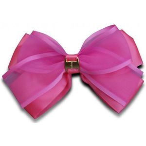 Jessidress Grote Haarclips met dubbele Haarstrik van 12 cm - Fushia